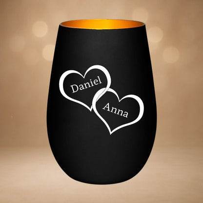 Windlicht Schwarz-Gold