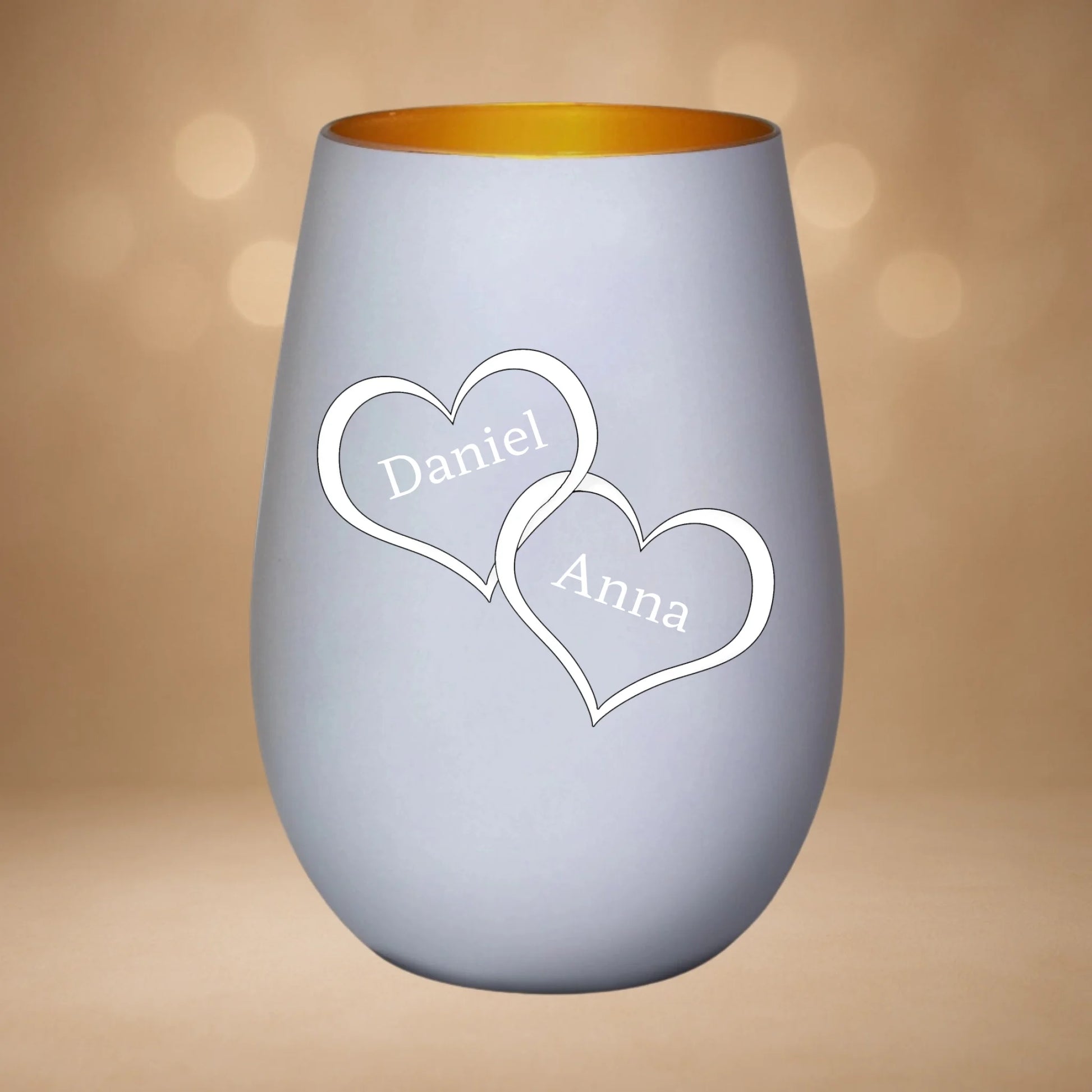 Windlicht Weiß-Gold