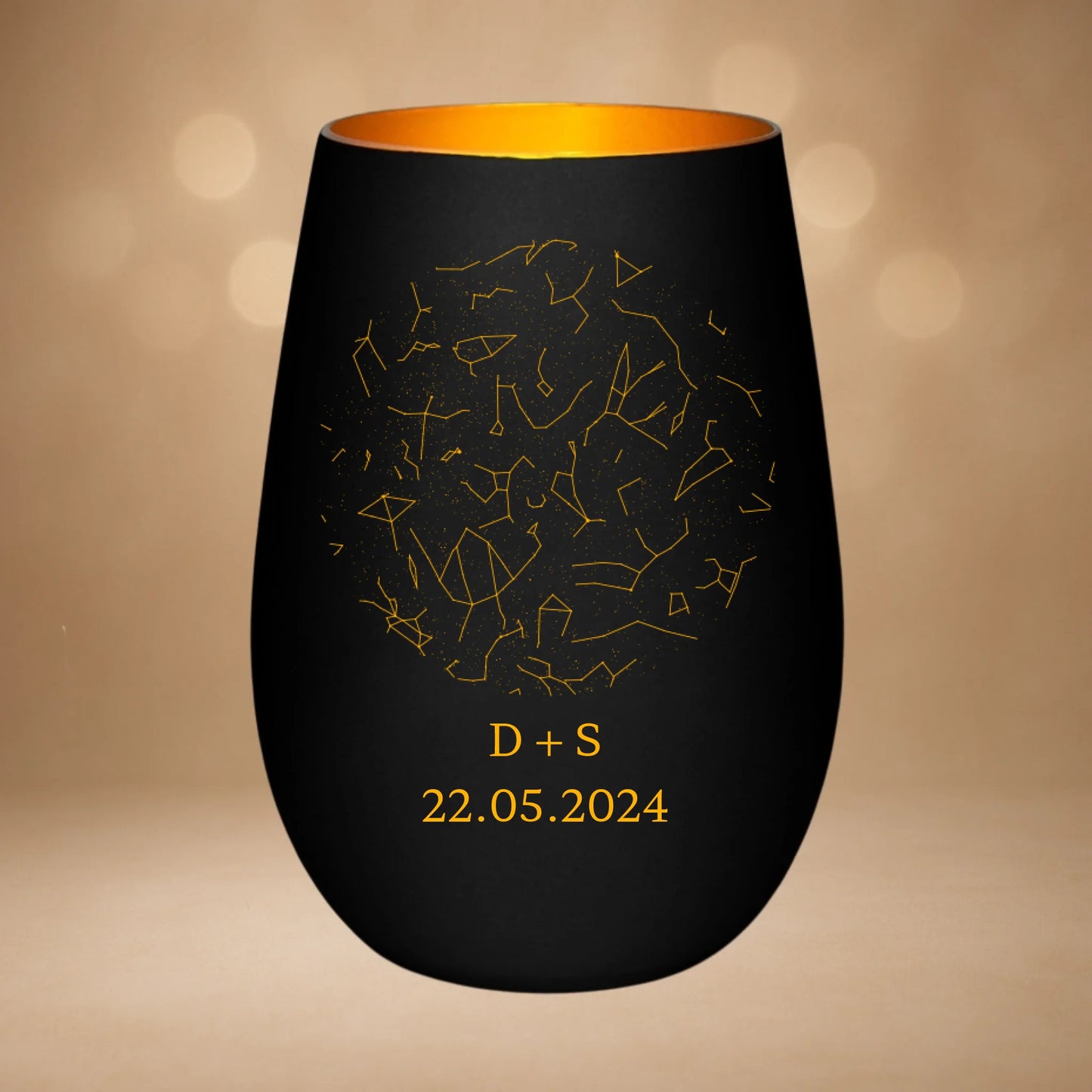 Windlicht Schwarz-Gold