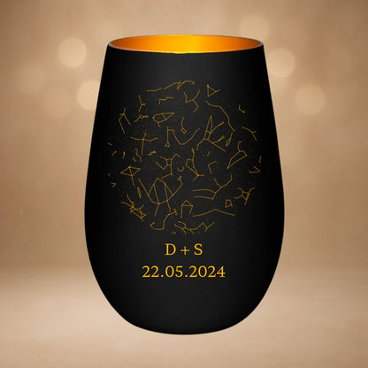 Windlicht Schwarz-Gold