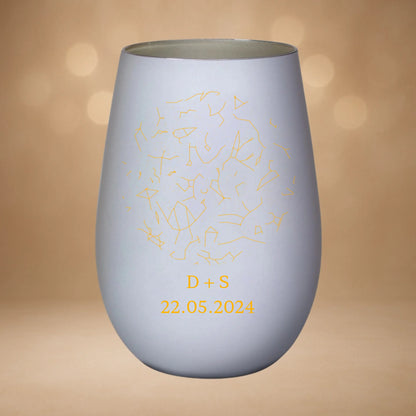 Windlicht Weiß-Silber