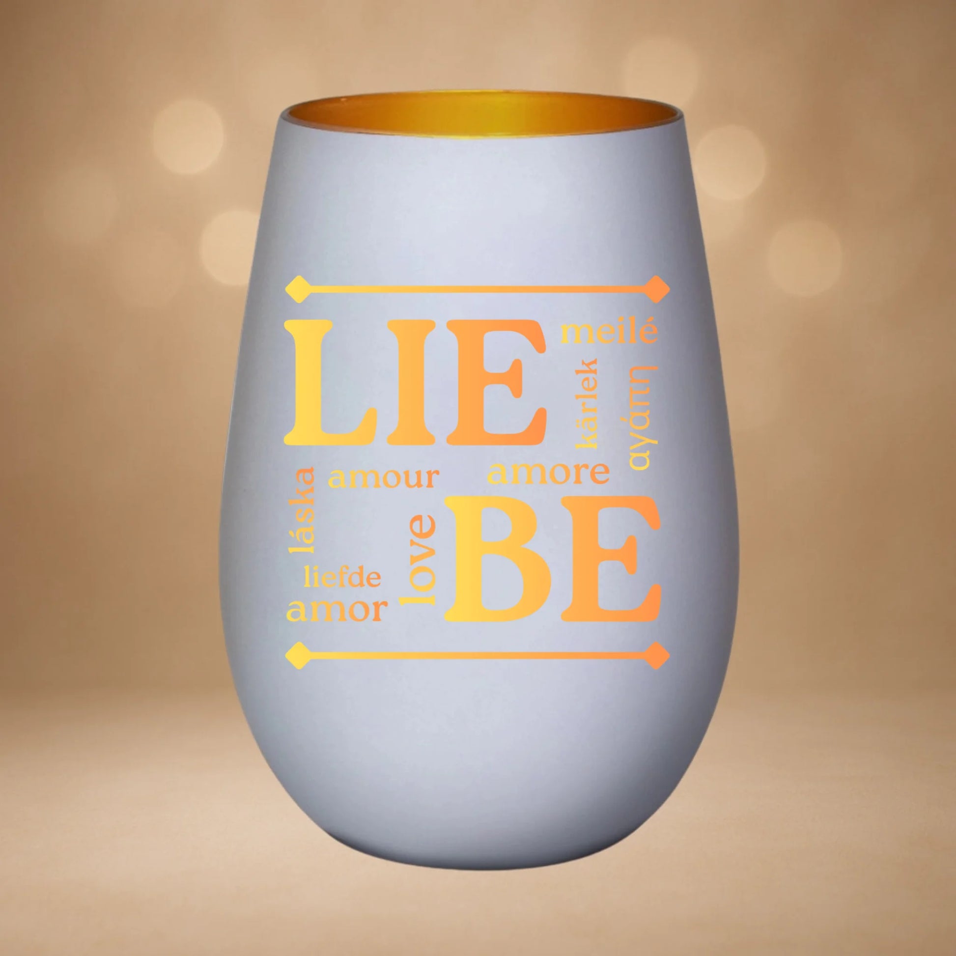 Windlicht Weiß-Gold