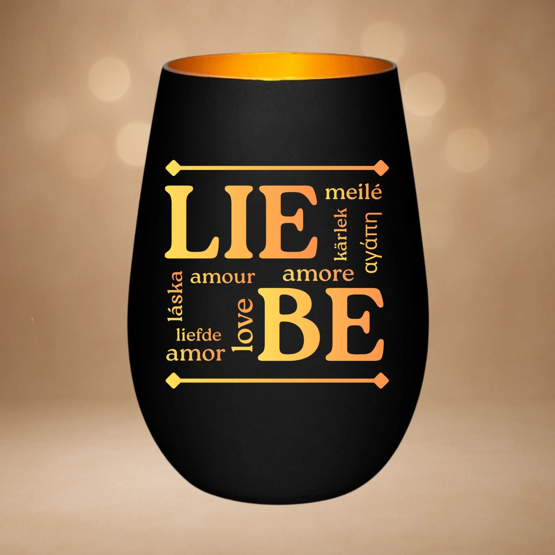 Windlicht Schwarz-Gold