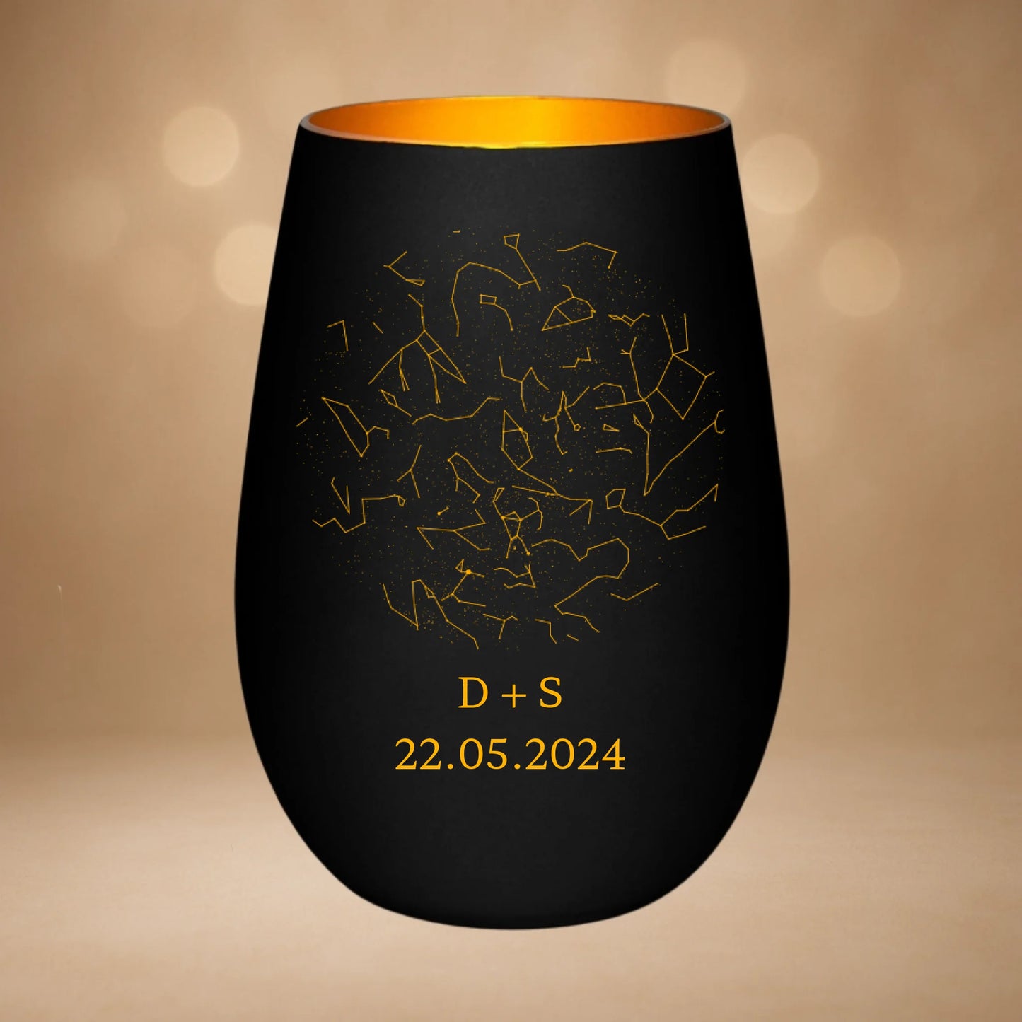 Windlicht Schwarz-Gold