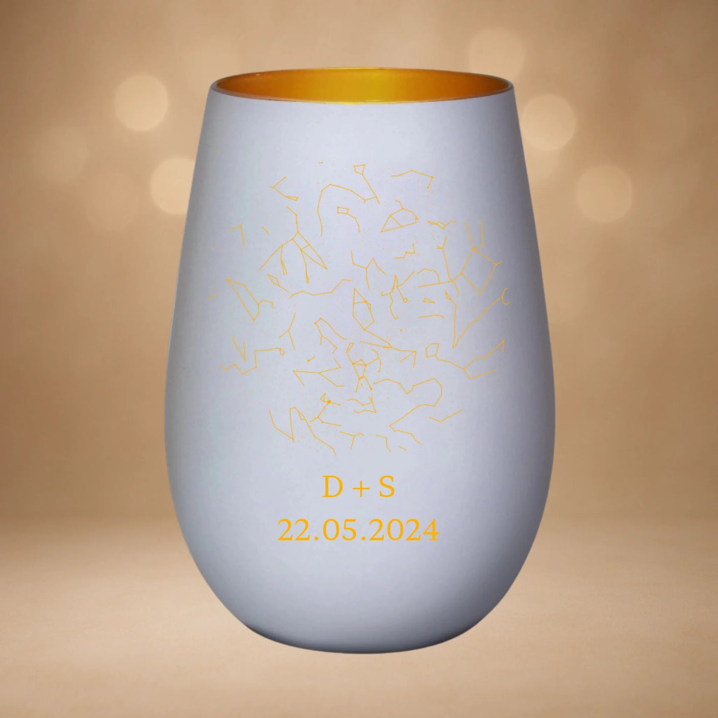 Windlicht Weiß-Gold