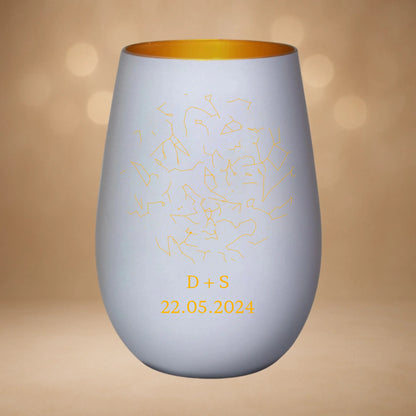 Windlicht Weiß-Gold